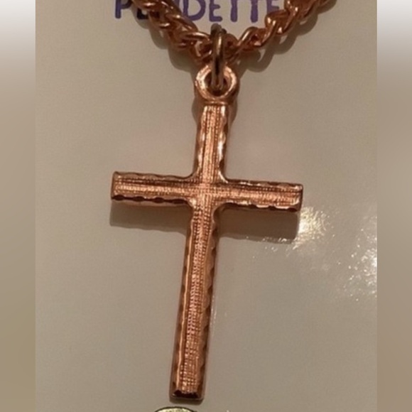 New vintage Copper cross pendette - Picture 1 of 6